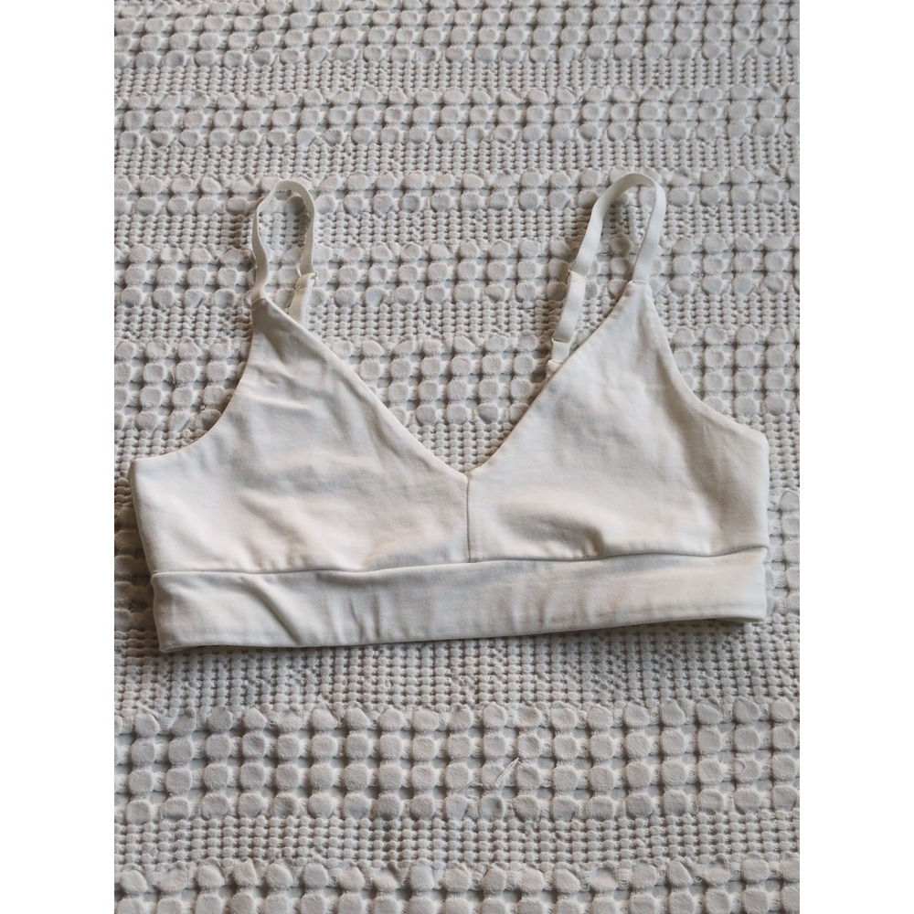 Pact Everyday Classic T-Shirt Sports Bra Bralette White Sz Small Cotton Stretch